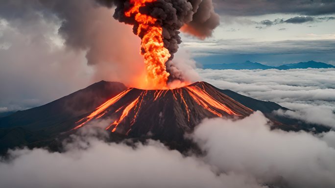 雷文塔多火山爆发产生的火山灰云