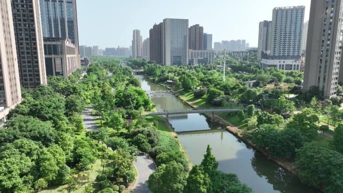 湖南长沙城市航拍空镜绿水青山花园文明环境