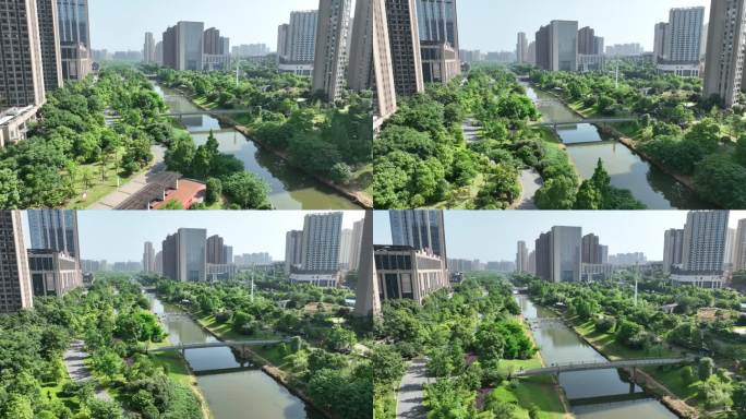 湖南长沙城市航拍空镜绿水青山花园文明环境