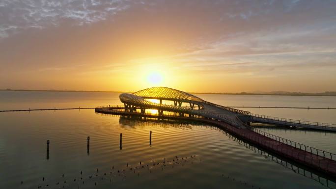 苏州湾东太湖旅游度假区日落延时日转夜夕阳