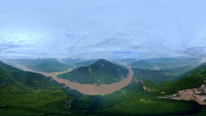 中国长江三峡瞿塘峡夔门航拍VR360全景