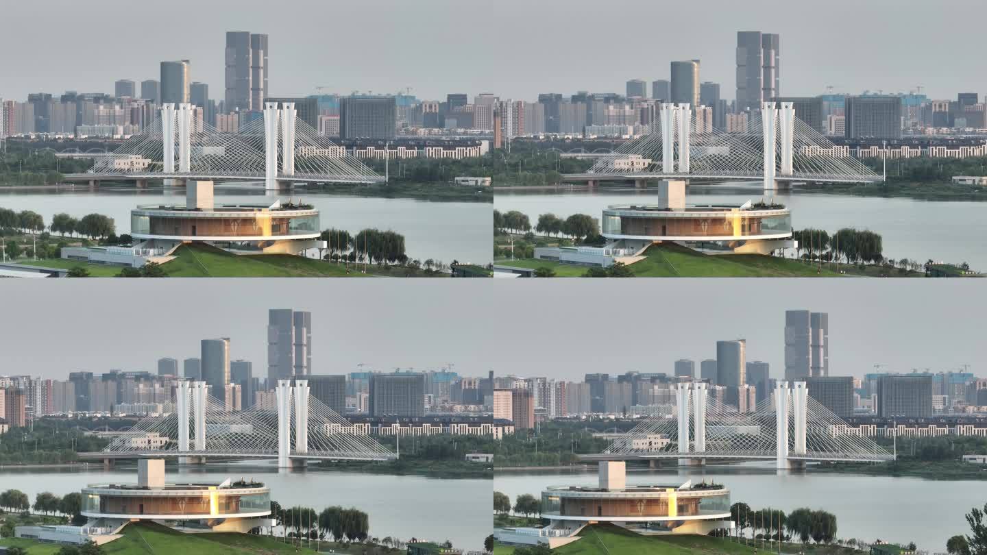 郑州北龙湖双子塔同框航拍