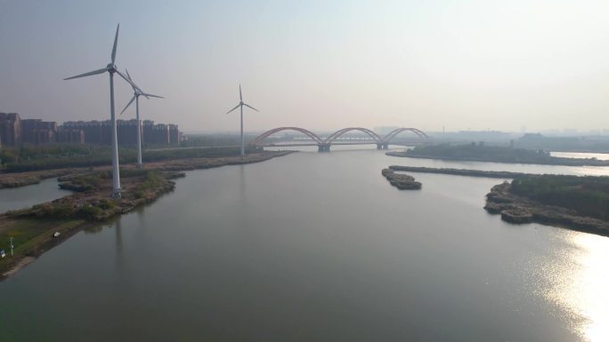 天津独流减河闸门 海河风电