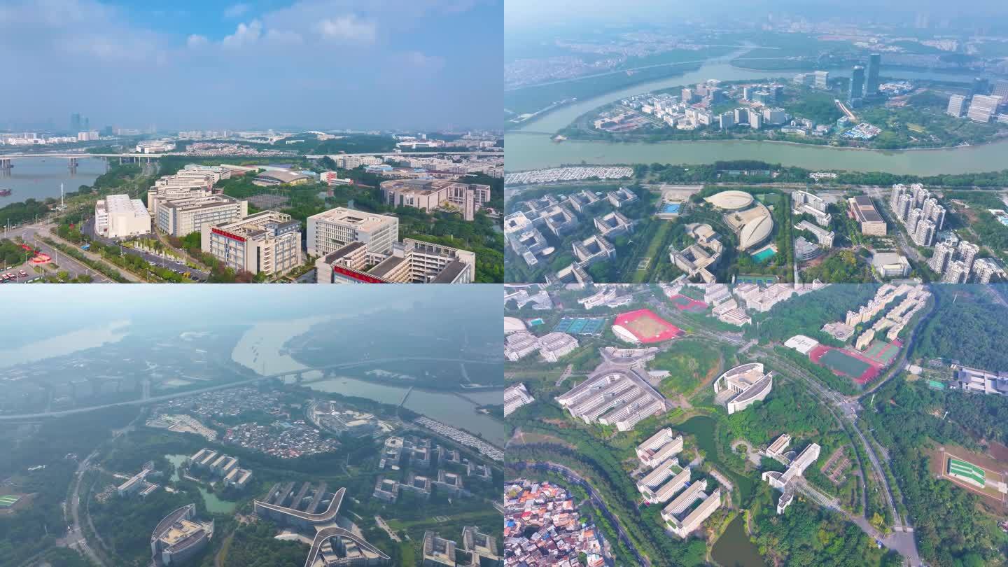 广州大学城航拍广州官洲番禺区广东城市风景