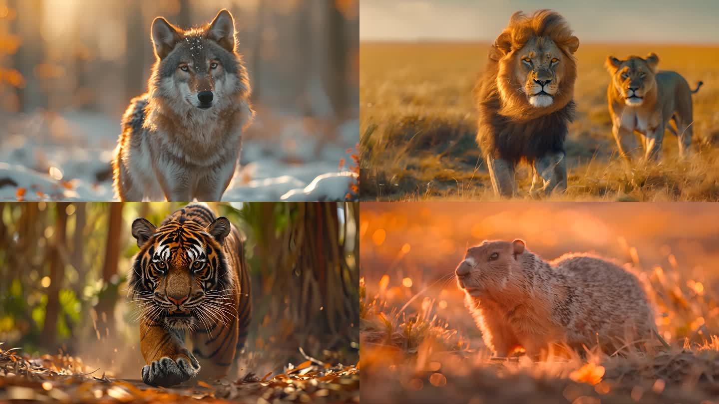 各种野生动物ai素材原创老虎狮子狼老鹰野