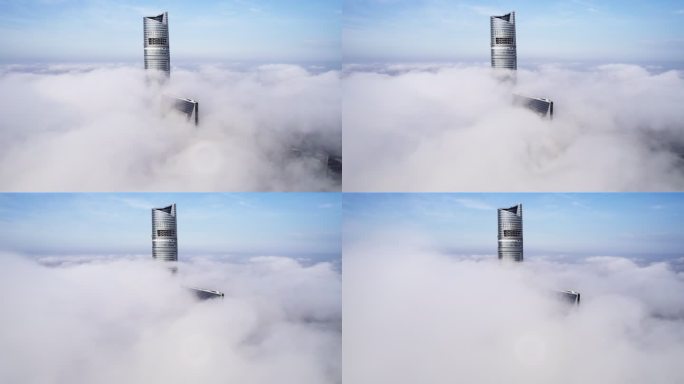 上海地标摩天大楼穿云大气磅礴航拍长镜头