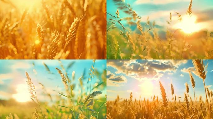 麦地 微距麦子 阳光下的麦地