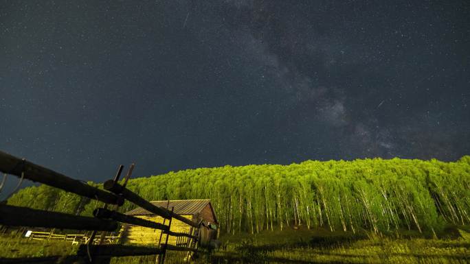 禾木村银河流星雨4K延时