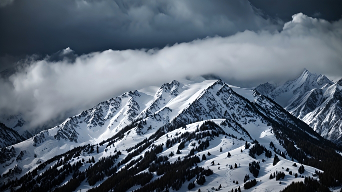 雪山云海意境震撼雪山