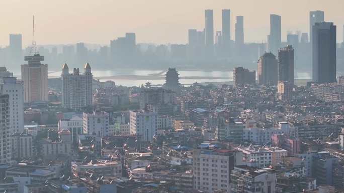 江西南昌东湖区航拍城市风景风光高楼大厦摩