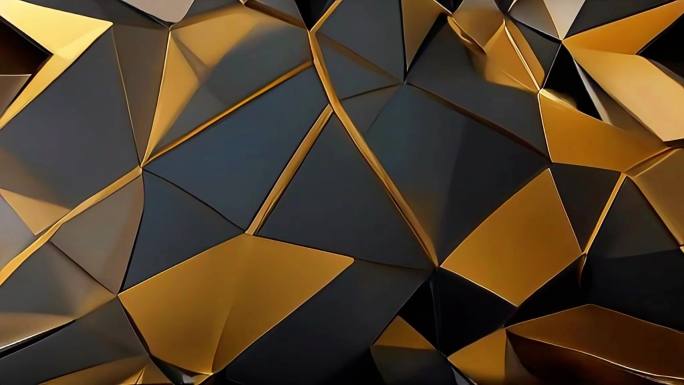 4K黑金高级高端艺术抽象动态变化几何动画