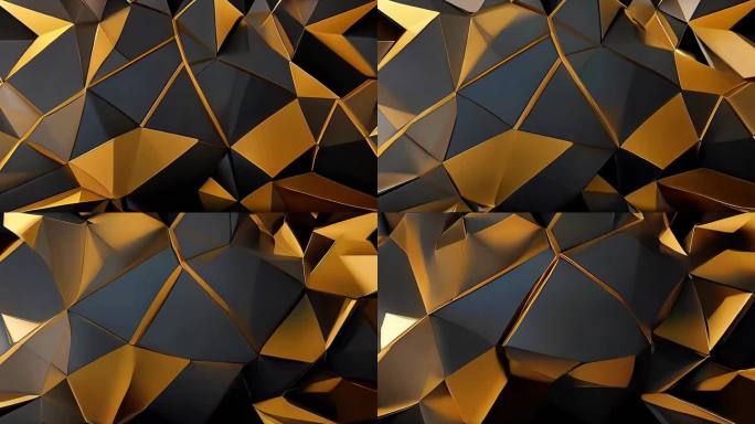 4K黑金高级高端艺术抽象动态变化几何动画