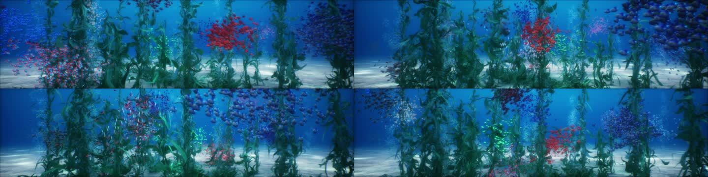 8K海底鱼群动画