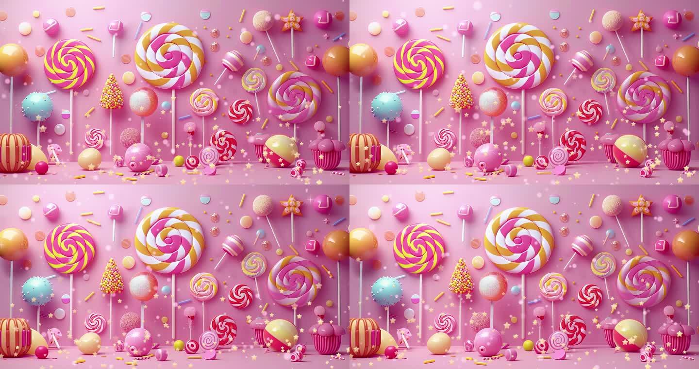 4K粉色可爱糖果背景循环