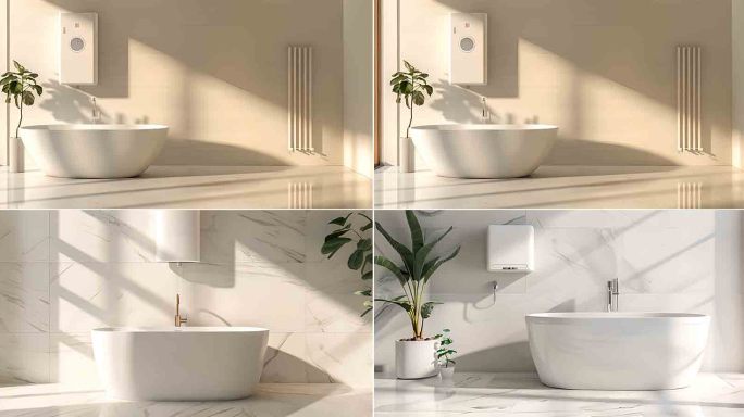轻奢高端简约的室内浴室和简约热水器素材