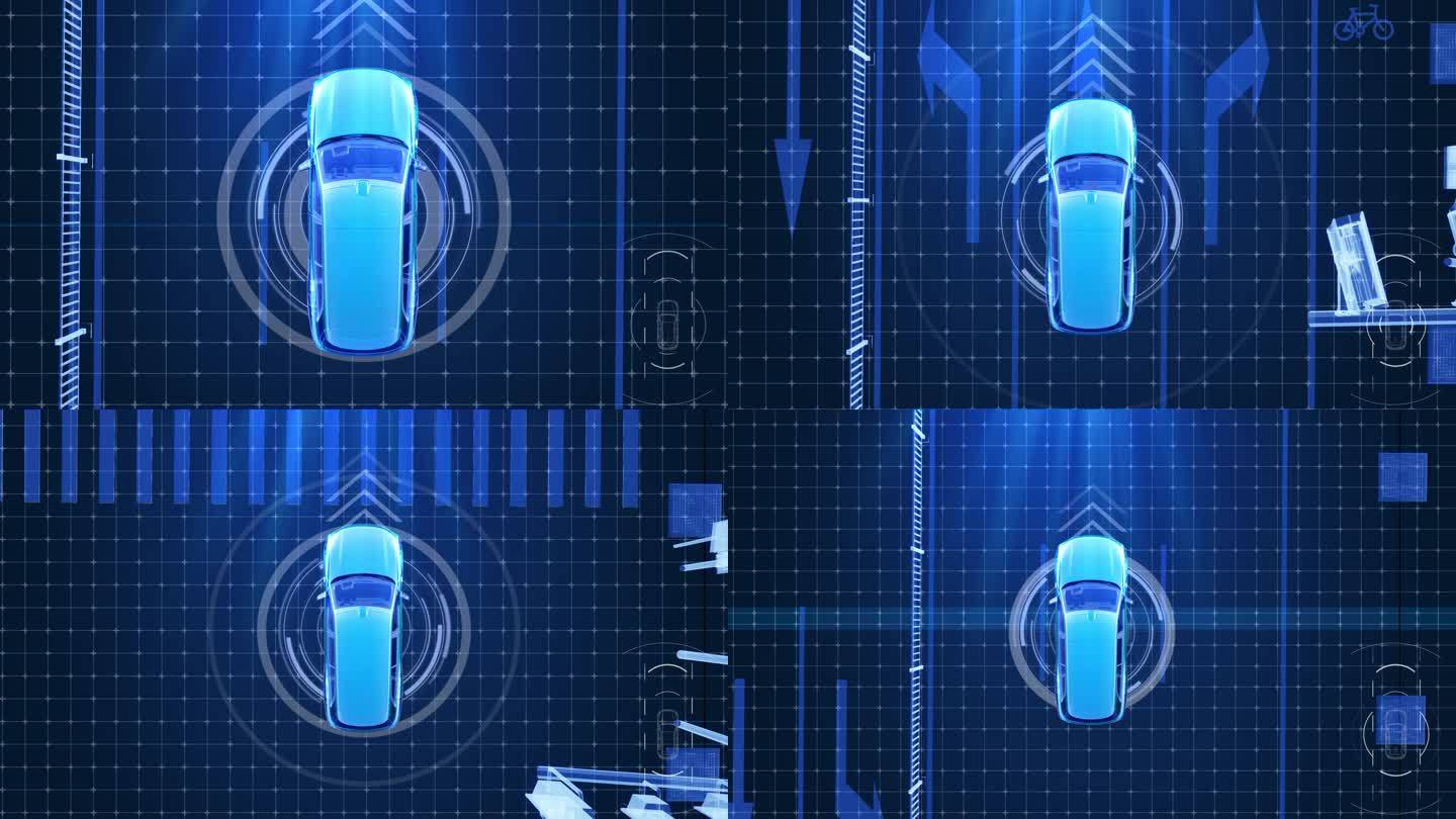 科技汽车行驶hud线框城市3视频素材