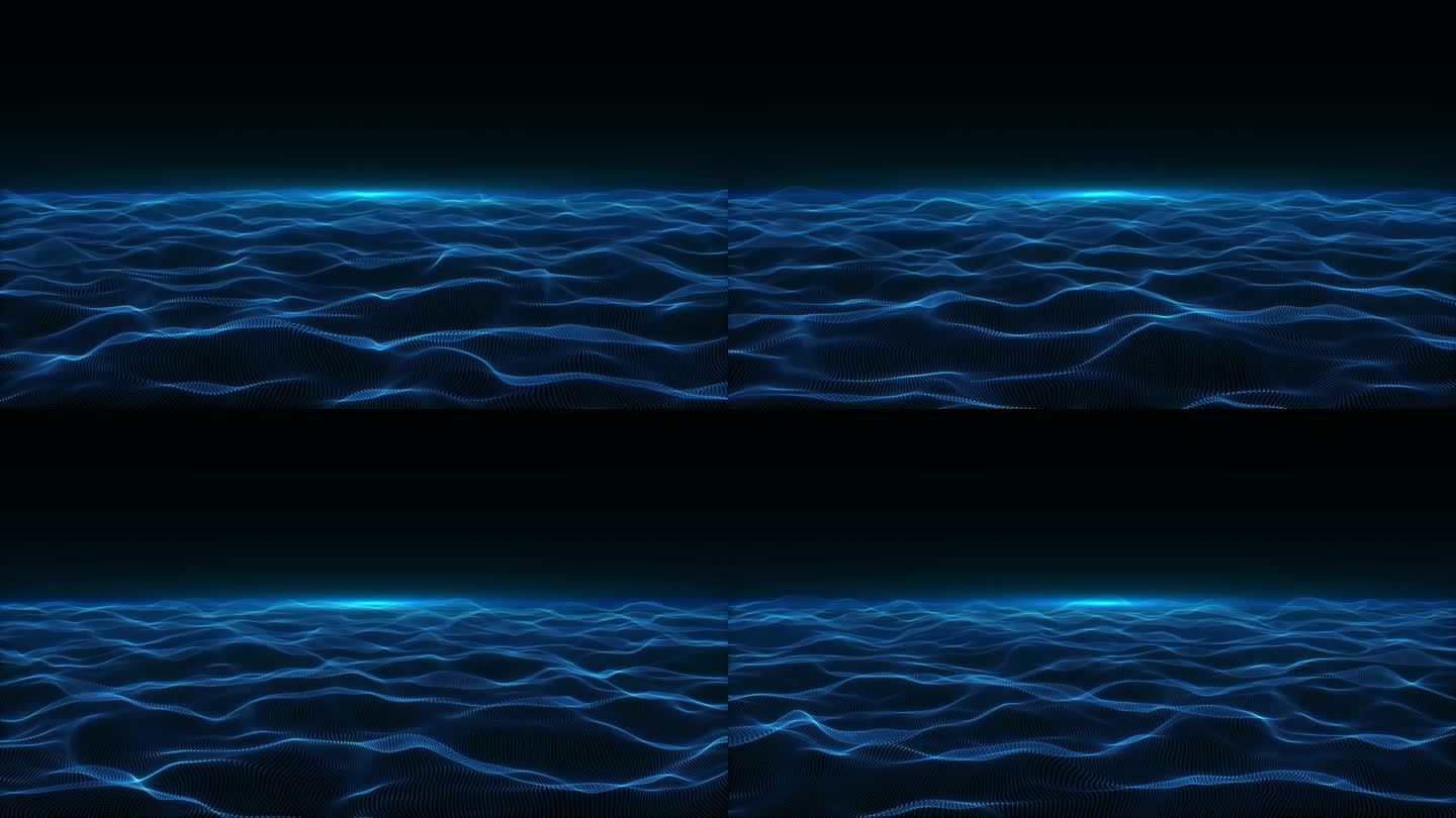 蓝色粒子波浪线条背景-循环带通道