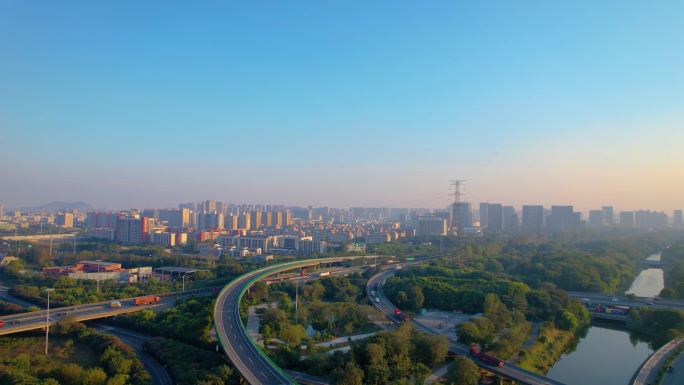 杭州钱塘新区下沙立交桥城市风景视频素材9