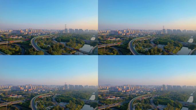 杭州钱塘新区下沙立交桥城市风景视频素材9