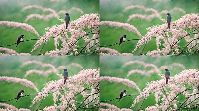 春季农田村庄春雨清明节动画