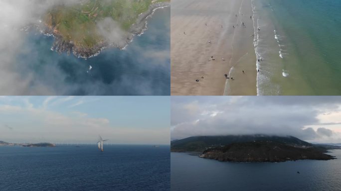 平潭岛屿风机大海风景航拍合集 4K