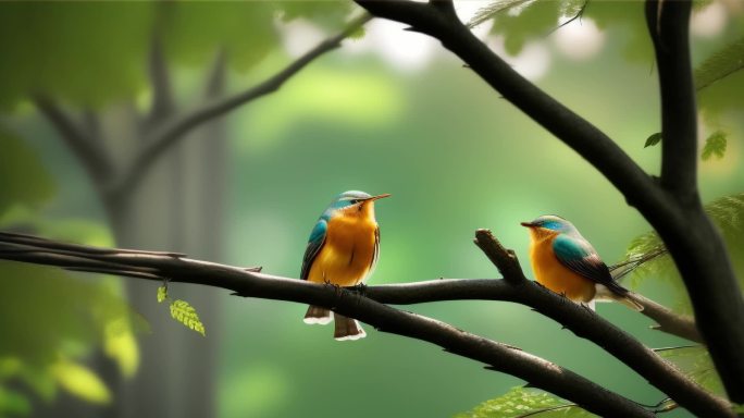 森林树木小鸟蝉鸣