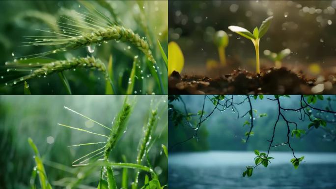 小满节气小麦播种发芽雨春谷雨水滴