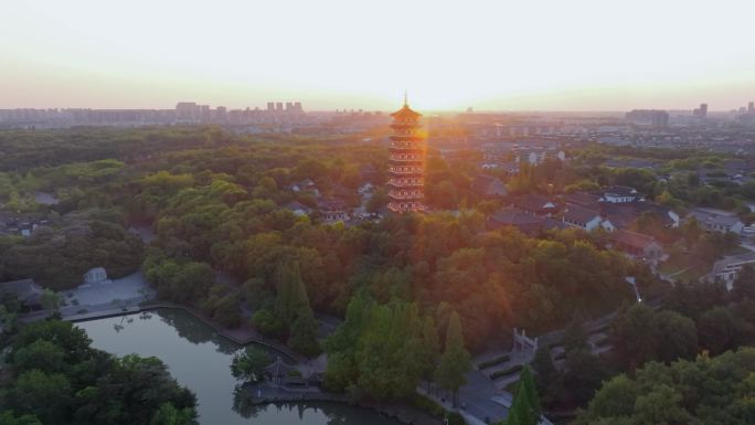 航拍扬州大明寺栖灵塔