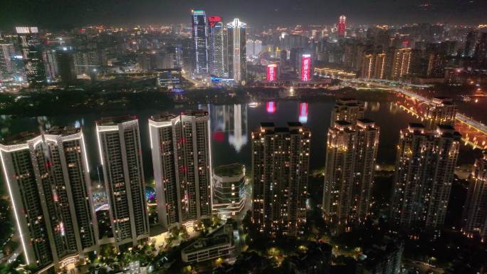 福州市仓山区闽江大道航拍车流夜晚夜景交通