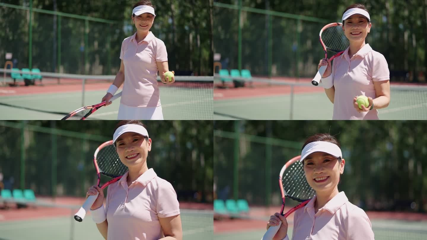 中年女子打网球