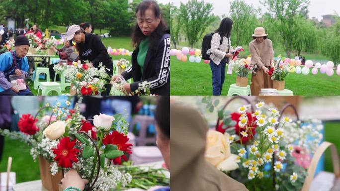 社区组织母亲节插花活动