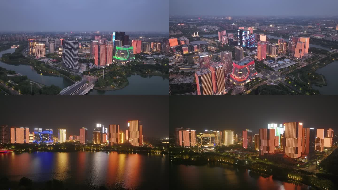 郑州龙子湖夜景航拍
