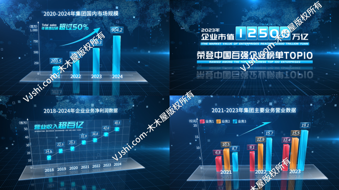 科技企业数据图柱状图展示AE模板