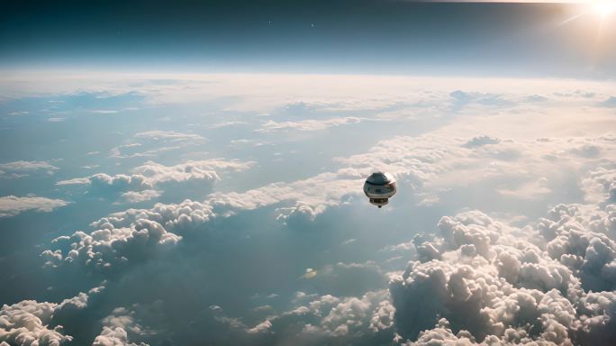 蓝色星球地球上方的太阳从太空看