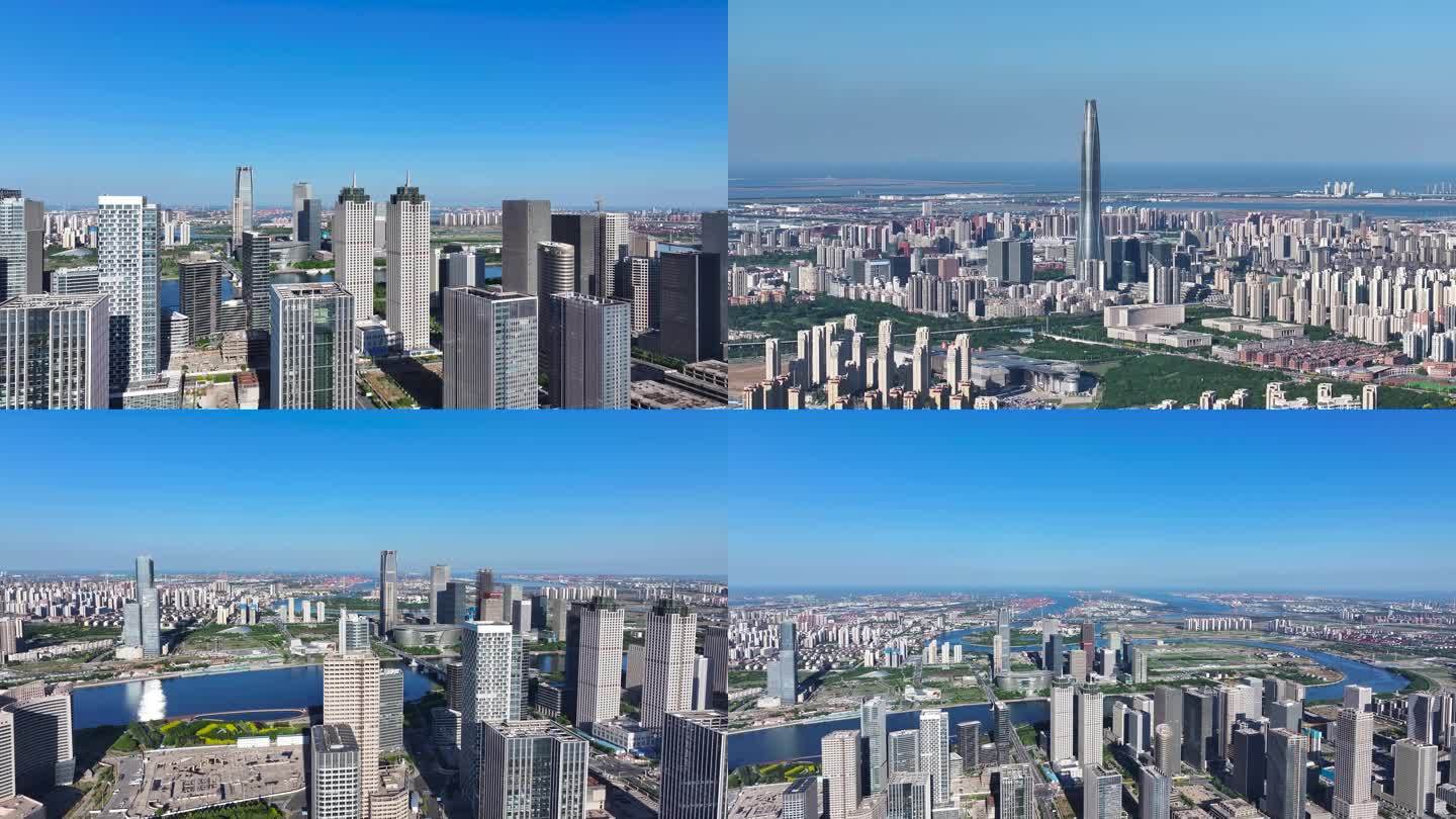 天津于家堡海河4K航拍视频