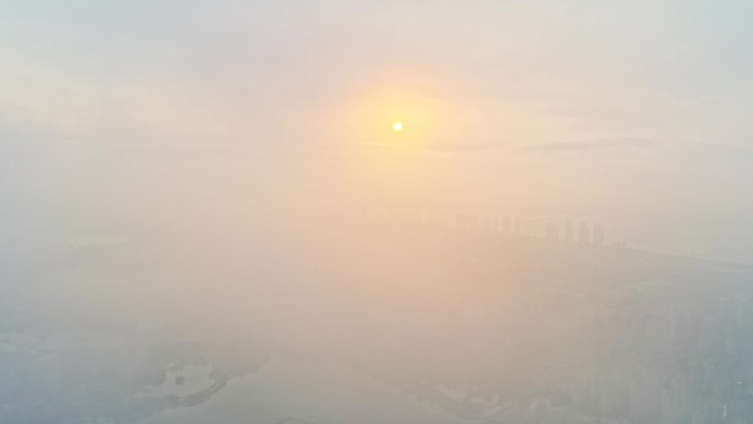云雾中的城市 城市片头 武汉