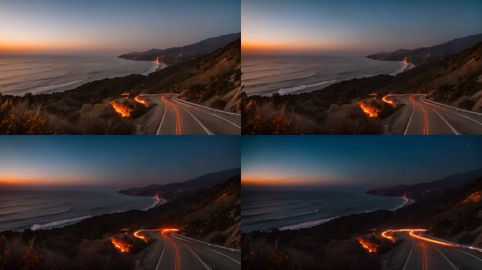 海边加州山坡的壮观景象