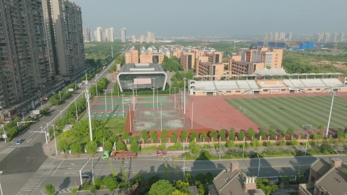 学校 操场  城市道路 校园