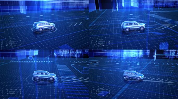 科技汽车行驶hud线框城市6视频素材