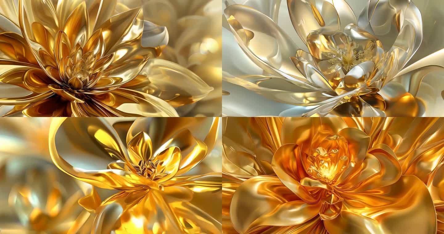 金色盛开的花朵艺术背景