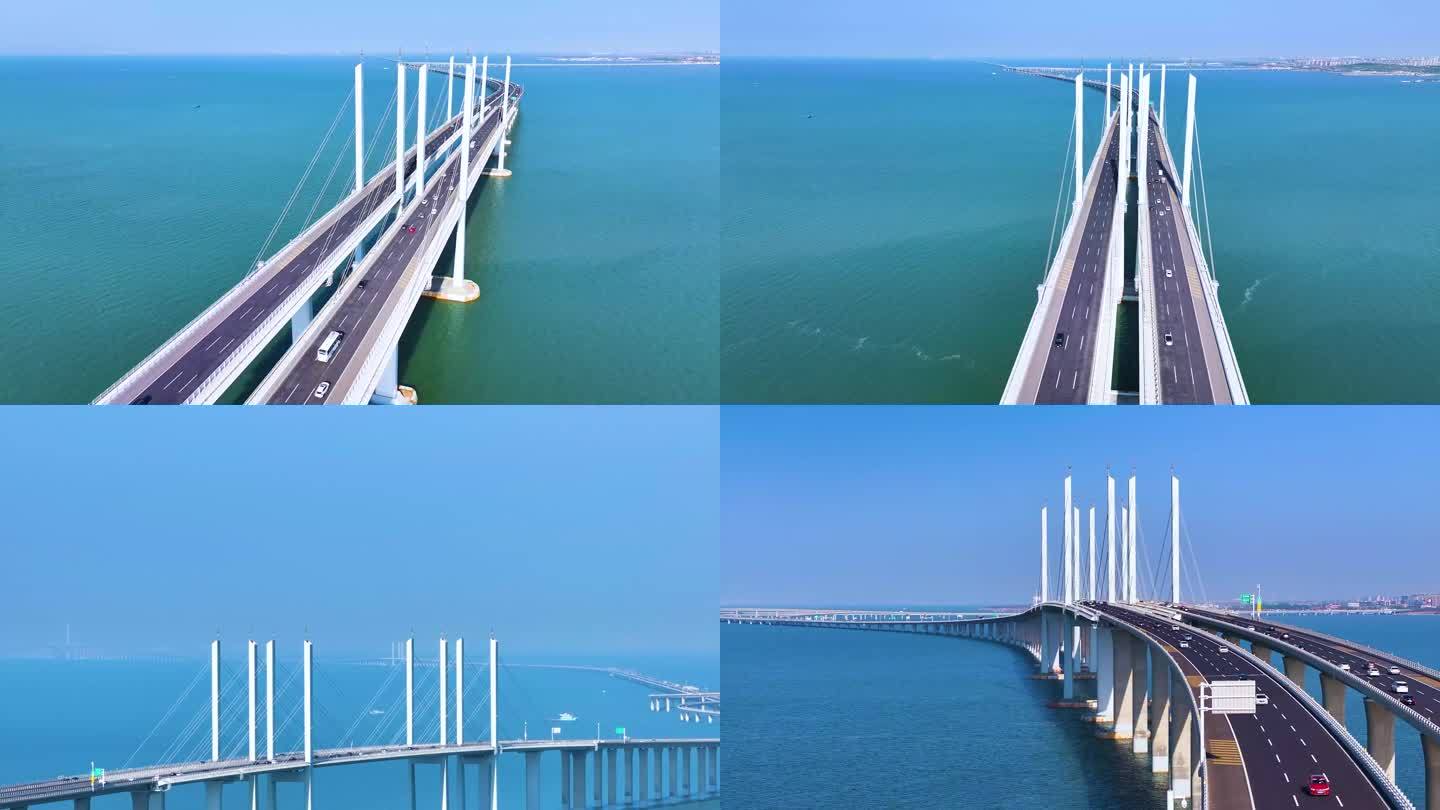 最新青岛胶州湾跨海大桥高清4K航拍视频