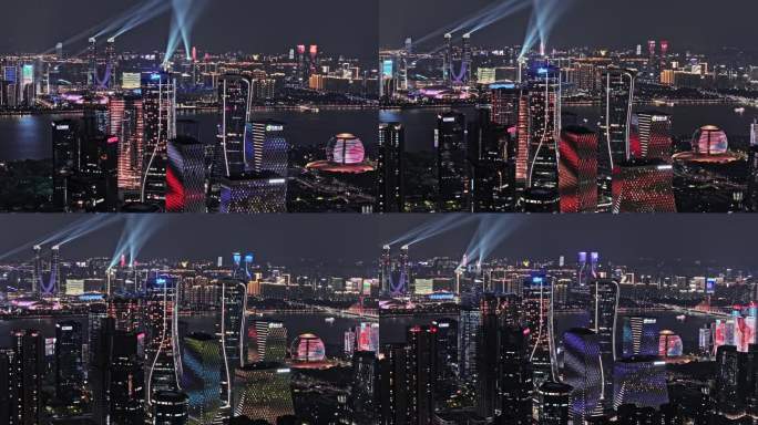 2024航拍杭州钱江新城夜景