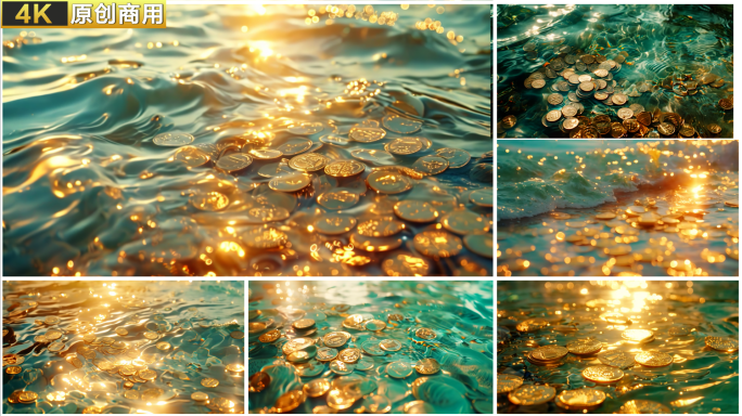 金币 见水生财 财富 水中金币 水