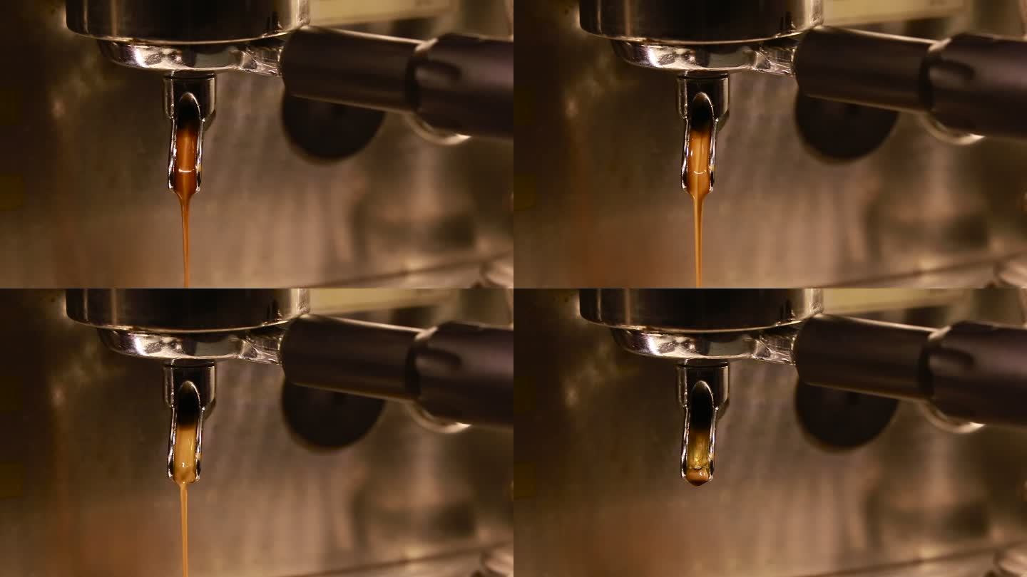 咖啡机喷口流出的咖啡