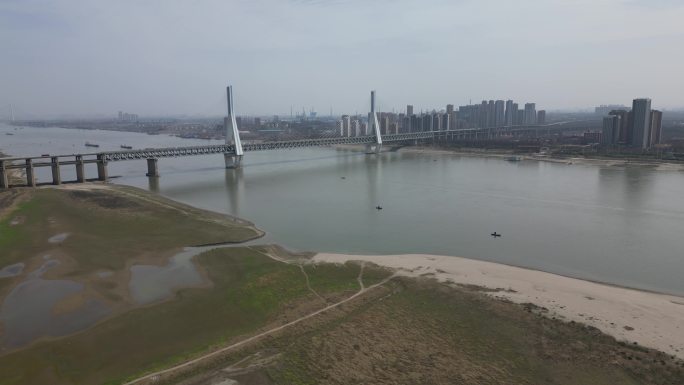 航拍-武汉天兴洲大桥
