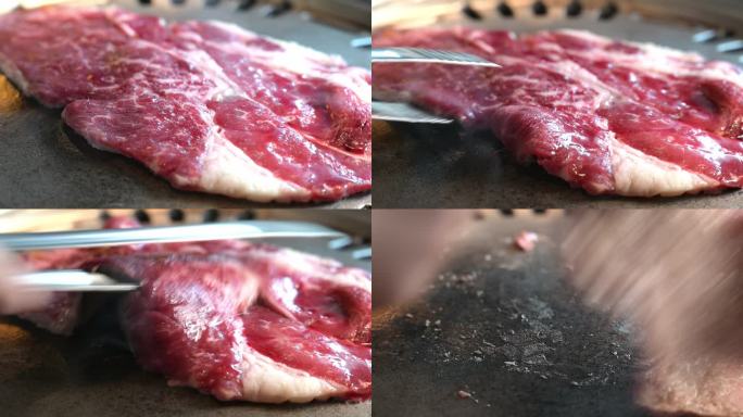 韩式料理炭火烤肉实拍视频