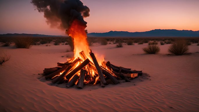 火焰，沙漠 篝火