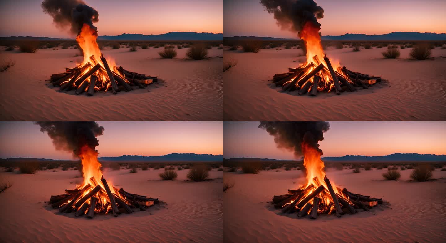 火焰，沙漠 篝火