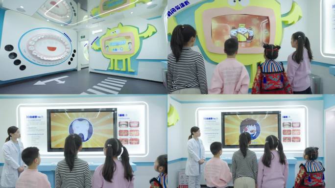 医学展厅科技科普教育专家讲解儿童参观学习