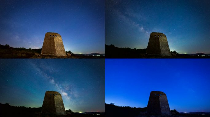 陕西省榆林市三台界长城遗址银河星空夜景